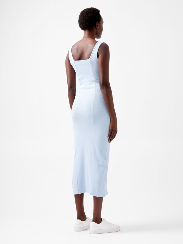 Fcuk Rassia Rib Square Neck Midi Dress Cashmere Blue
