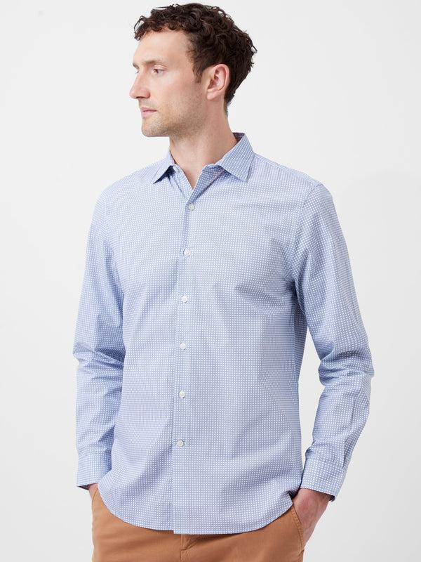 fcuk Regular Fit Classic Collar Geo Floral Shirt Lt Blue Print