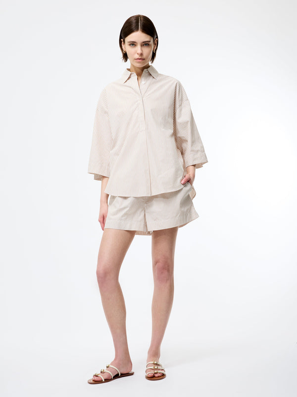 Fcuk Rhodes Poplin Stripe Popover Shirt Incense/Porcelain Cr