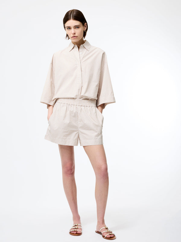 fcuk Rhodes Poplin Stripe Pull-On Shorts Incense/Porcelain Cr