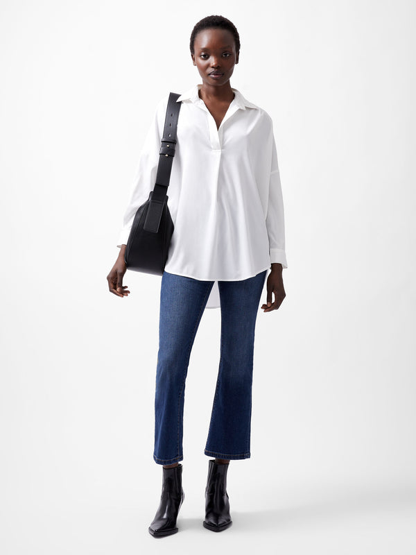 Fcuk Rhodes Recycled Crepe Popover Shirt Winter White