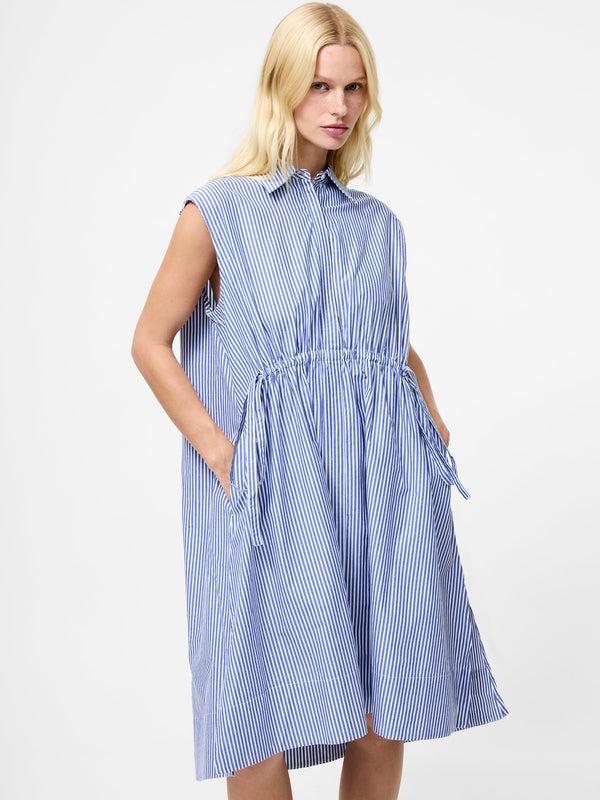 Fcuk Rhodes Stripe Sleeveless Dress Linen White/Marine