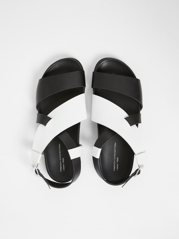 Fcuk S+W X Branca Asymmetric Footbed Sandals Monochrome