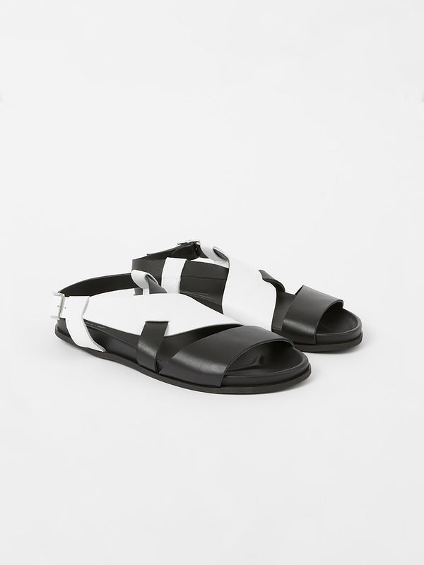 Fcuk S+W X Branca Asymmetric Footbed Sandals Monochrome