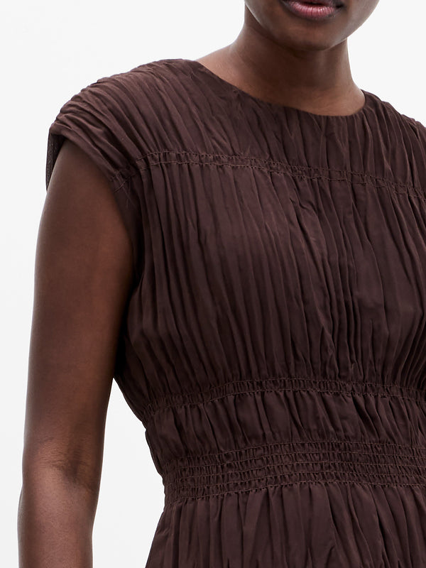 Fcuk Saylor Pleated Georgette Sleeveless Top Bitter Chocolate