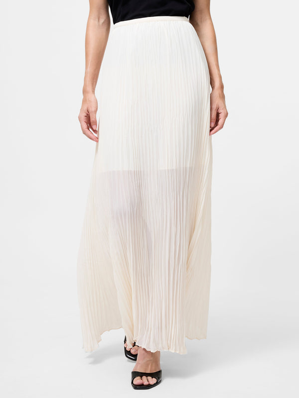Fcuk Saylor Pleated Overlay Maxi Skirt Porcelain Cream
