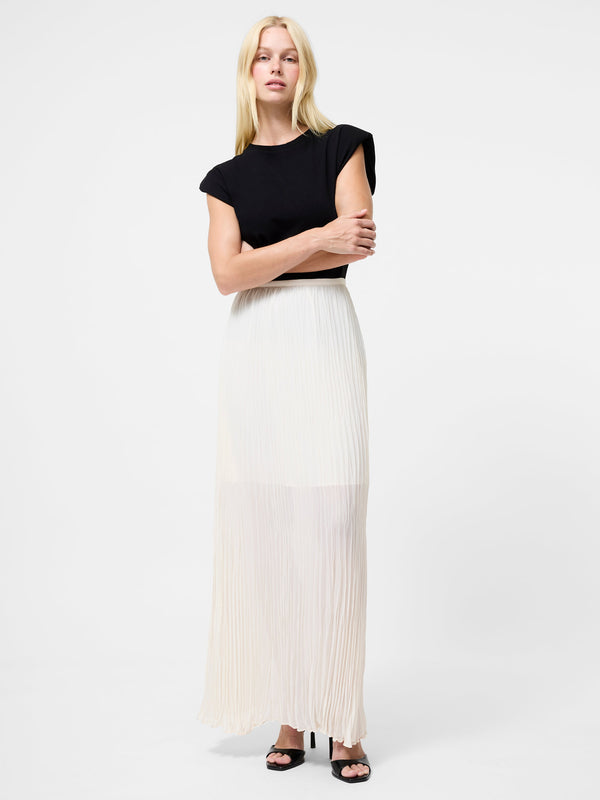 fcuk Saylor Pleated Overlay Maxi Skirt Porcelain Cream