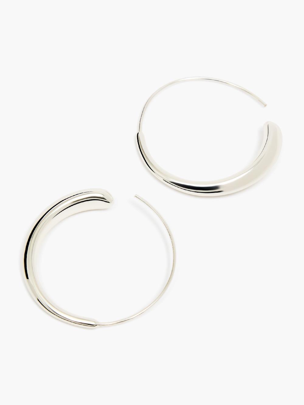 Fcuk Sculptural Fluid Thread-Through Hoop Earrings Silver