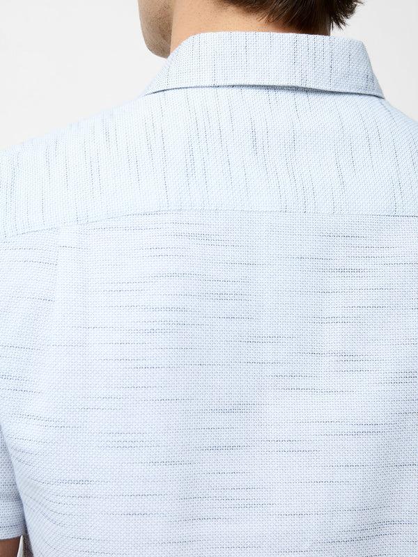 Fcuk Short Sleeve Textured Regular Fit Shirt Blue Multi