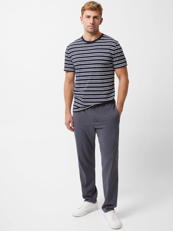 Fcuk Short Sleeve Yarn Dye Stripe T-Shirt Navy/Ecru