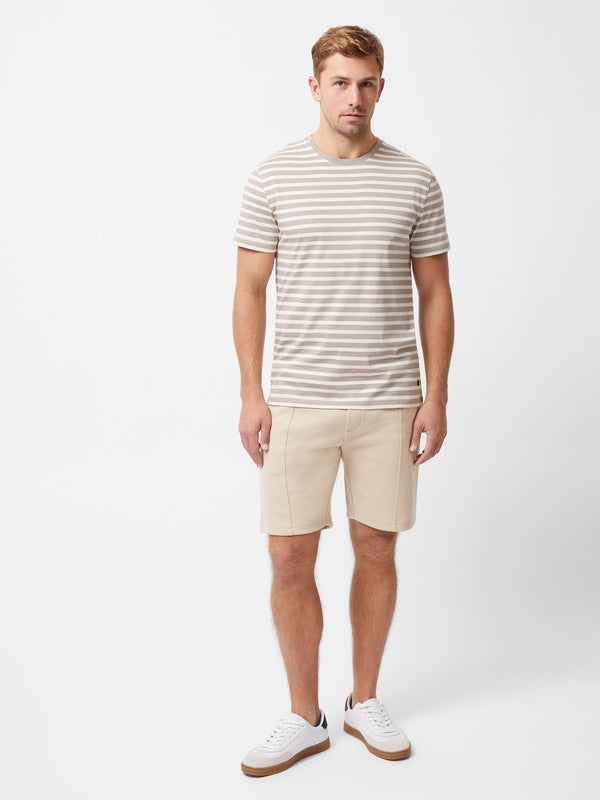 Fcuk Short Sleeve Yarn Dye Stripe T-Shirt Taupe/Stone