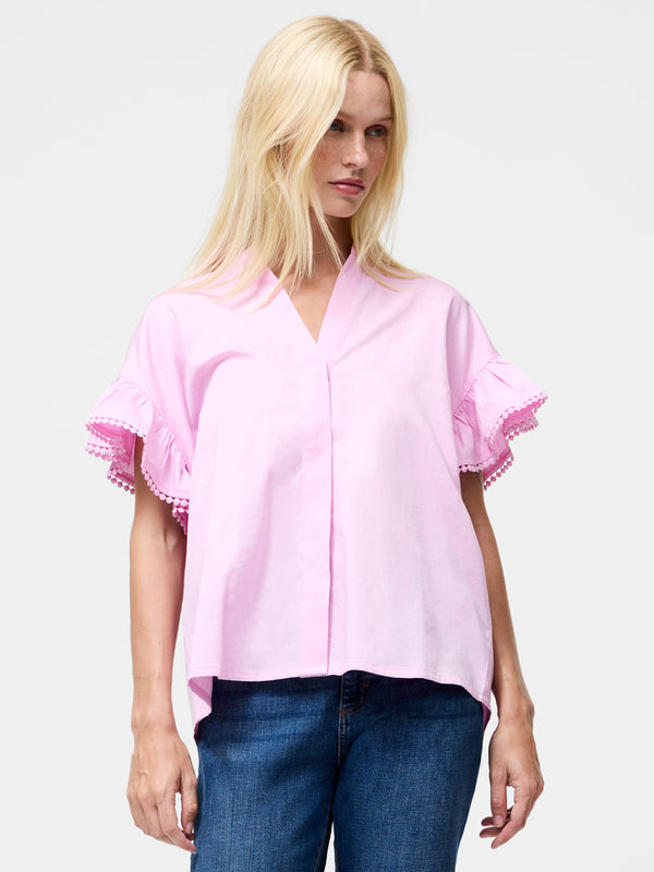 Fcuk Sindey Cotton Half Placket Trim Detail Shirt Violet Pink