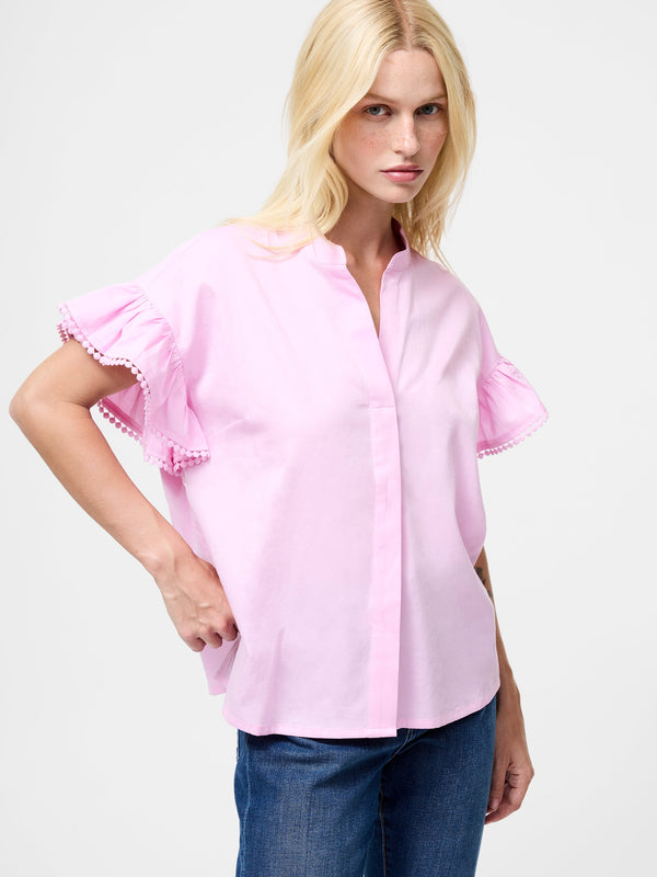fcuk Sindey Cotton Half Placket Trim Detail Shirt Violet Pink