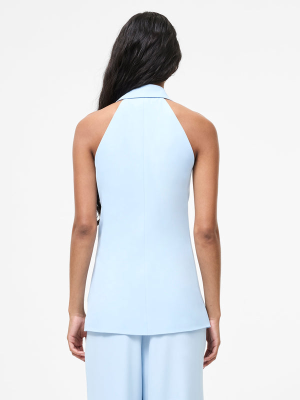 Fcuk Sleek Tailored Halterneck Suit Waistcoat Cashmere Blue