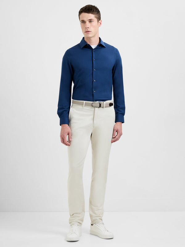 Fcuk Slim Fit Wool Blend Long Sleeve Shirt Midnight Blue