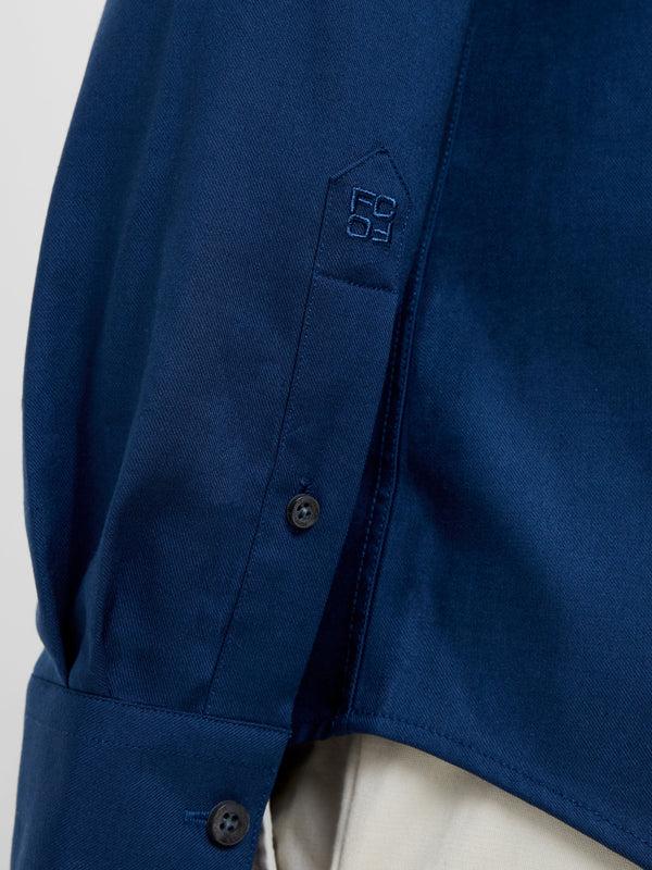 Fcuk Slim Fit Wool Blend Long Sleeve Shirt Midnight Blue