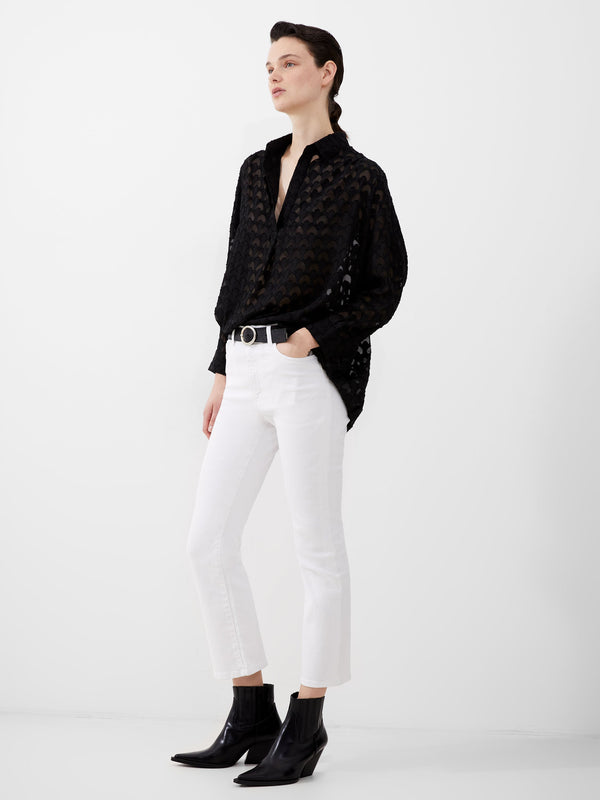 Fcuk Stretch Denim Bootcut Ankle Length Jeans 30 Inch White