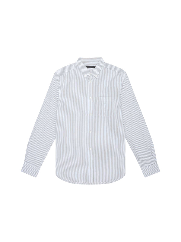 fcuk Stripe Pocket Long Sleeve Oxford Shirt Khaki/White