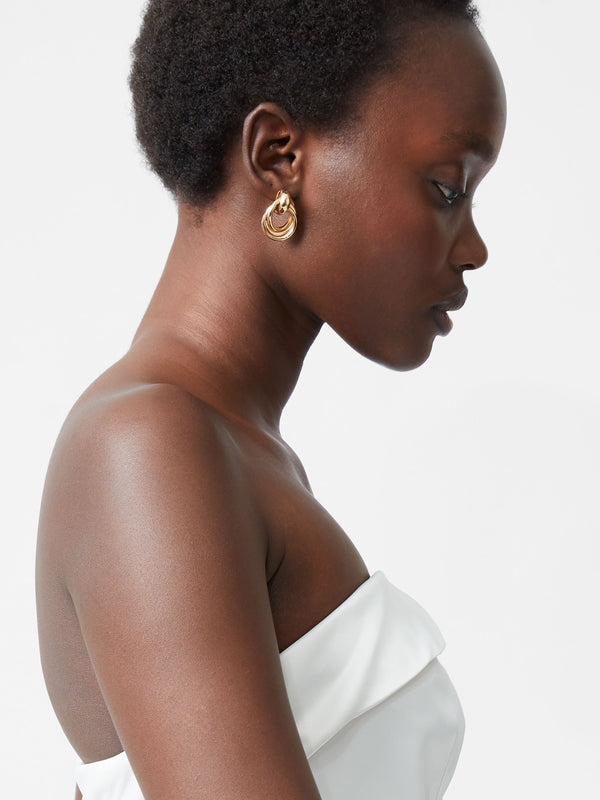 Fcuk Structured Satin Bandeau Mini Dress Classic Cream