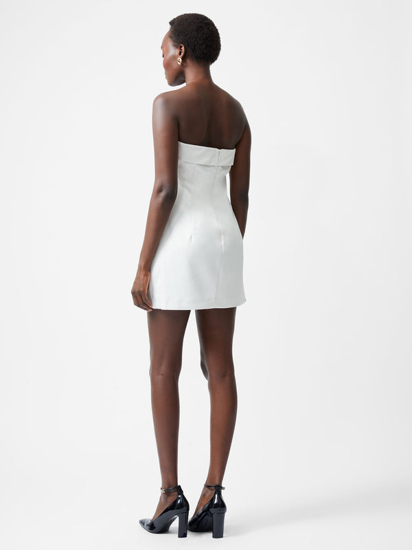 Fcuk Structured Satin Bandeau Mini Dress Classic Cream