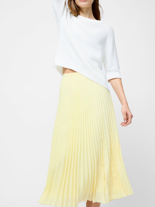 Fcuk Sunburst Crepe Pleated Midi Skirt Cornsilk Yellow