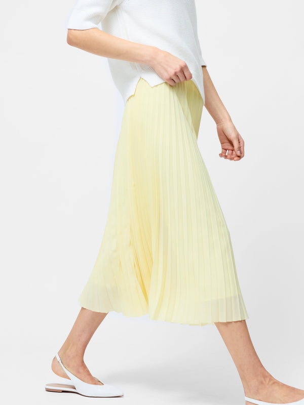 Fcuk Sunburst Crepe Pleated Midi Skirt Cornsilk Yellow