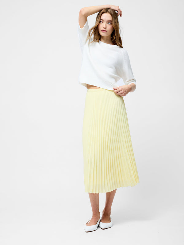 fcuk Sunburst Crepe Pleated Midi Skirt Cornsilk Yellow