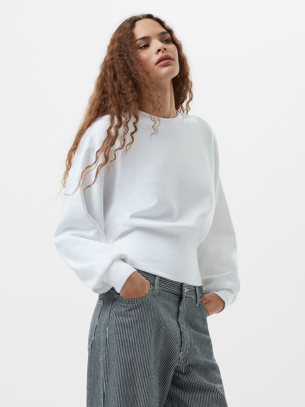 fcuk Sunday Curved Lightweight Sweatshirt Linen White