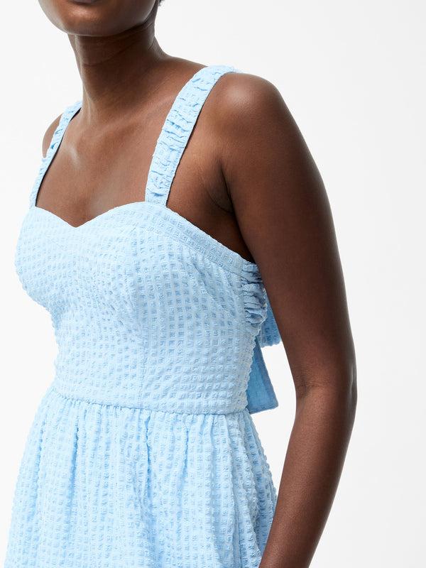 Fcuk Sweetheart Textured Strap Midi Dress Cashmere Blue