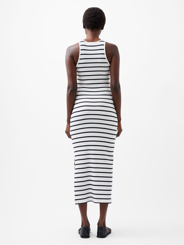 Fcuk Tommy Rib Stripe Racer Back Dress Summer Wh/Utility Bl