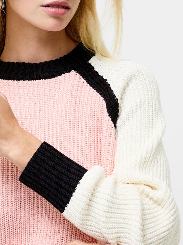 Fcuk Varli Colour Blocking Jumper Black/Peach Pink/Whi