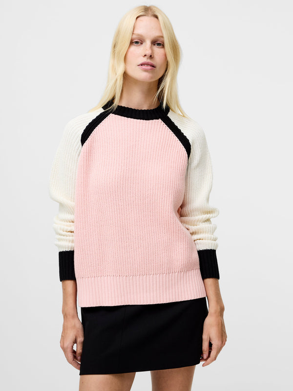 Fcuk Varli Colour Blocking Jumper Black/Peach Pink/Whi