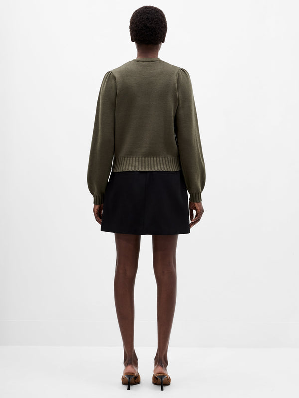 Fcuk Varli Long Sleeve Tie Neck Cardigan Khaki Green