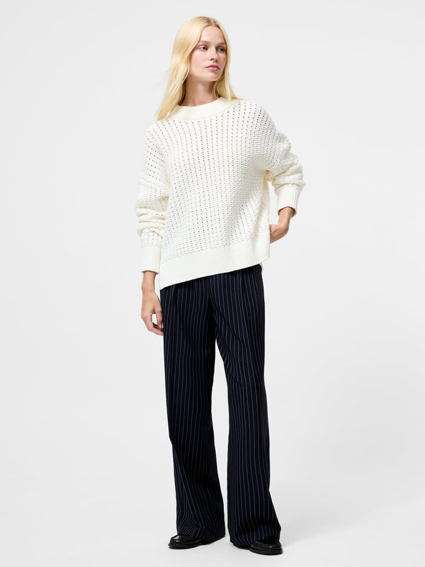 Fcuk Varli Mock Neck Open Stitch Jumper Arctic White