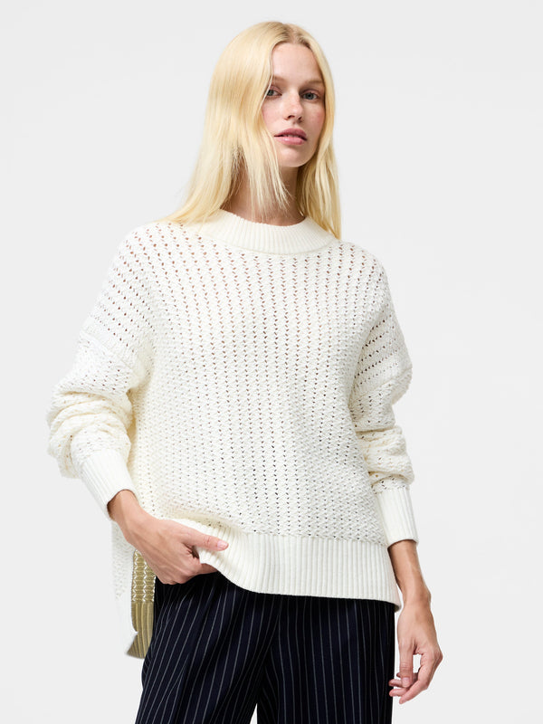 fcuk Varli Mock Neck Open Stitch Jumper Arctic White