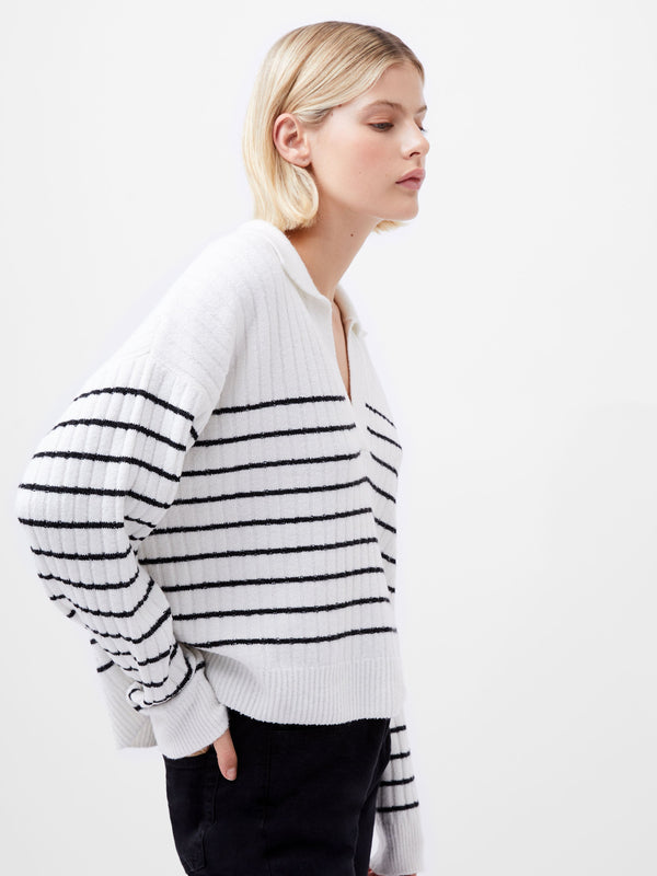 fcuk Vhari Recycled Collar Stripe Jumper Winter White/Black