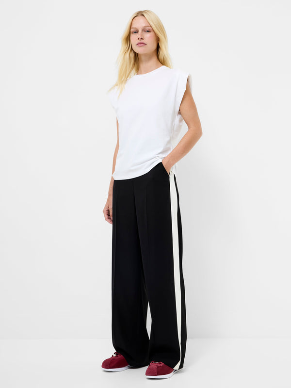 fcuk Vinnie Side Stripe Wide Leg Trousers Black Porcelain Crea