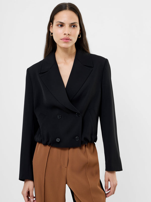 fcuk Vinnie Tailored Double Breasted Cropped Jacket Black