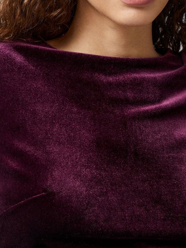 Fcuk Viola Velvet Long Sleeve Bodycon Mini Dress Burgundy Red