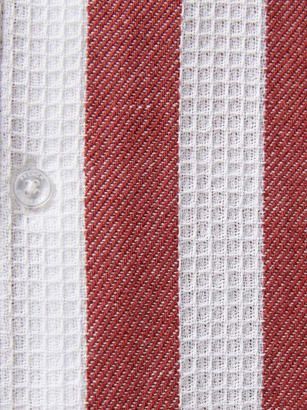 Fcuk Waffle Stripe Short Sleeve Shirt Red/White Stripe