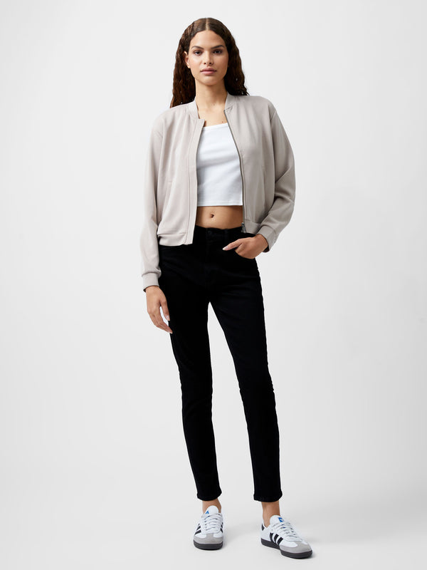 Fcuk Wren Zip Through Bomber Jacket Washed Macchiato