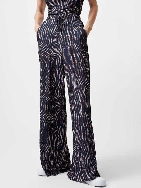 Fcuk Zina Portia Wide Leg Printed Trousers Brown Multi