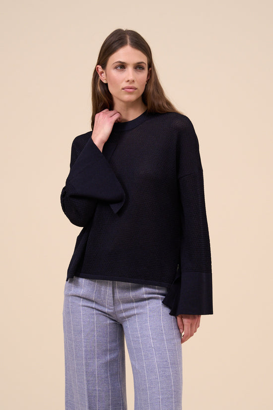 fedeli Ania Lunar Cotton Blend Crewneck MIDNIGHTBLUE fedeli Ania Lunar Cotton Blend Crewneck MIDNIGHTBLUE