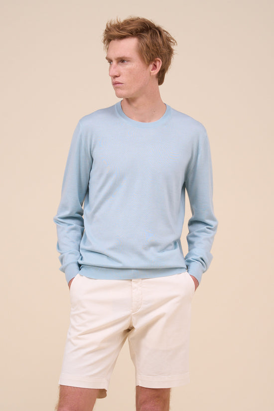 Fedeli Argentina Cashmere Silk Long Sleeve Roundneck SILVER