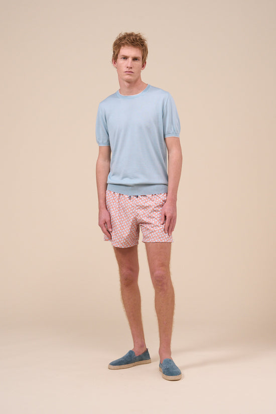 Fedeli Argentina Cashmere Silk Short Sleeve Roundneck - Bicolor PALETURQUOISE