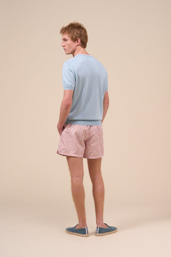 Fedeli Argentina Cashmere Silk Short Sleeve Roundneck - Bicolor PALETURQUOISE