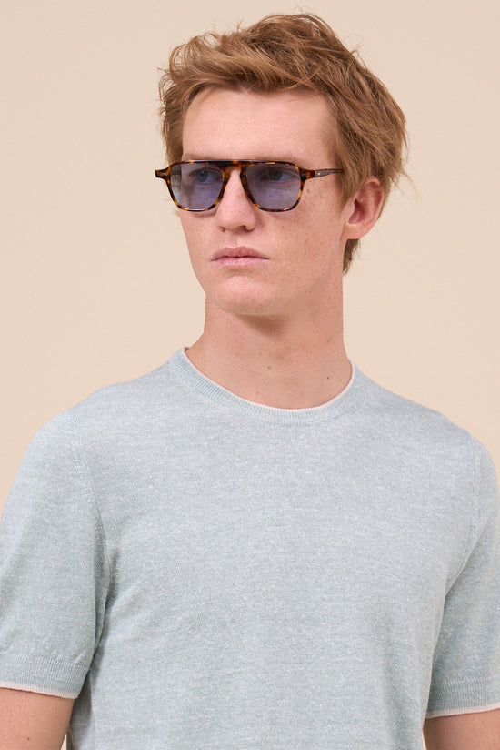 Fedeli Argentina Irlanda Cotton Linen Roundneck - Bicolor PALETURQUOISE