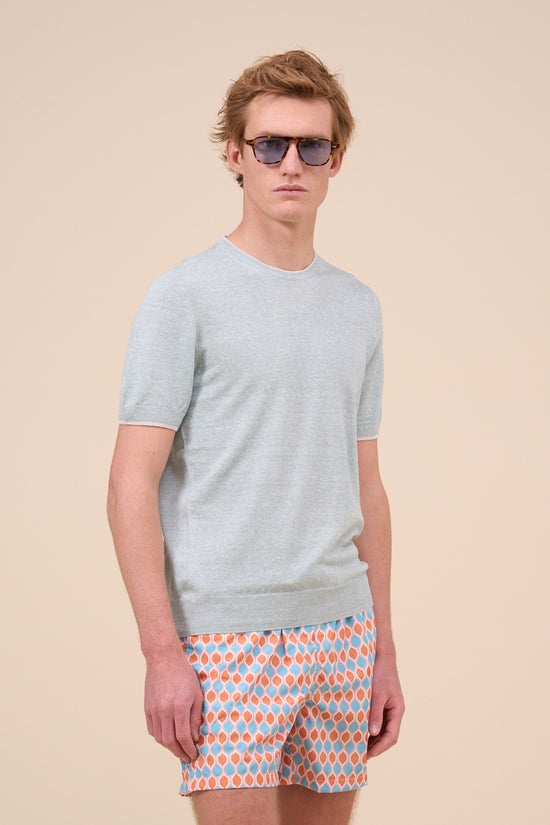 fedeli Argentina Irlanda Cotton Linen Roundneck - Bicolor PALETURQUOISE