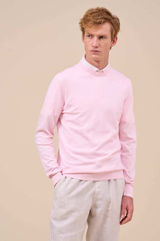 Fedeli Argentina Organic Cotton Light Dusty Knitted Crewneck CORNFLOWERBLUE