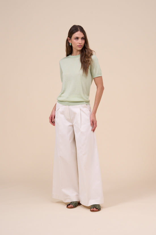 Fedeli Argentina Pearly Cashmere Silk Short Sleeve Crewneck SAND